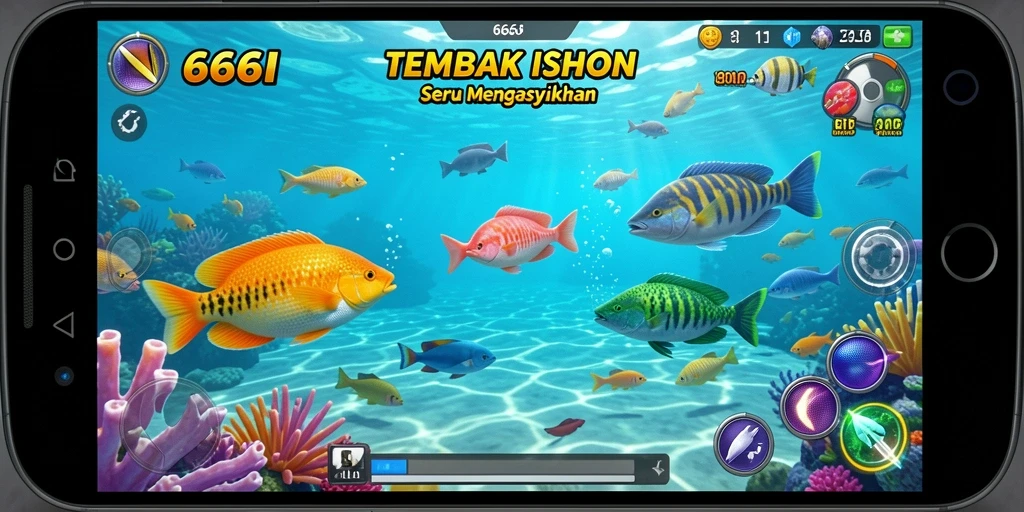 Gameplay seru saat menembak ikan di lautan.
