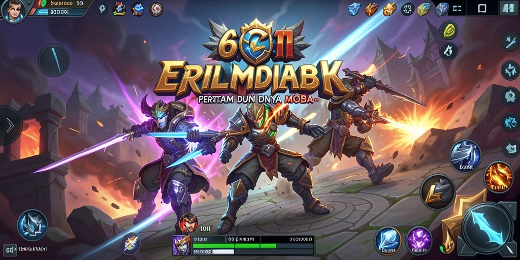 Screenshot utama 6CF menampilkan aksi seru dalam pertempuran MOBA.