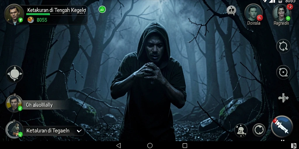 Screenshot permainan <strong>8055</strong> menunjukkan suasana horor yang menegangkan dan menakutkan.