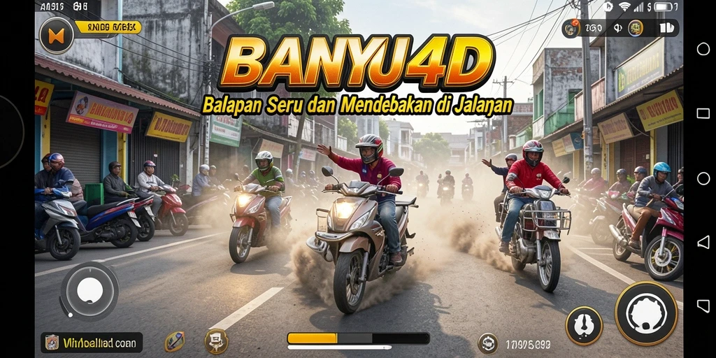 Screenshot gameplay BANYU4D menampilkan aksi balapan yang seru dan mendebarkan.
