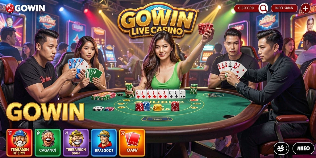 Tampilan aksi dealer langsung dalam permainan Live Casino GOWIN.