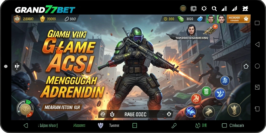 Tampilan gameplay bergaya aksi dari GRAND77BET yang mendebarkan.