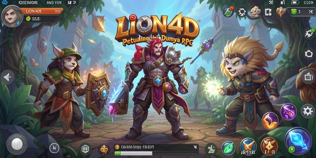 Tangkapan layar gameplay LION4D yang menampilkan pertempuran seru di dunia RPG.