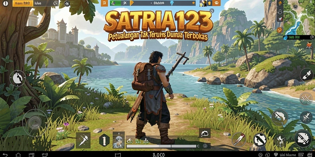 Screenshot menampilkan gameplay eksploratif dalam dunia terbuka yang luas.
