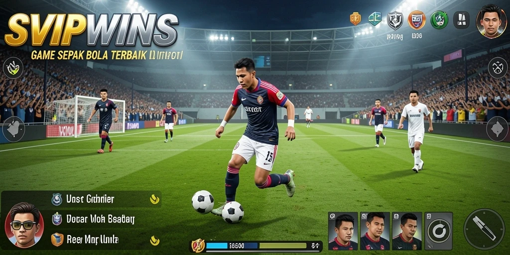Tampilan gameplay menarik dalam SVIPWINS saat bertanding sepak bola.