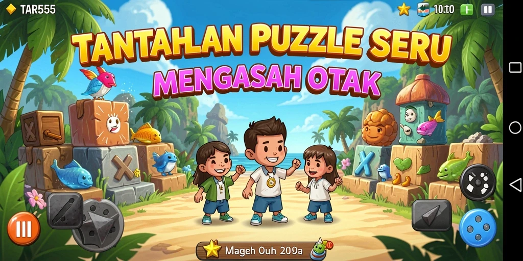 Screenshot TAR555 menunjukkan gameplay seru penuh teka-teki.