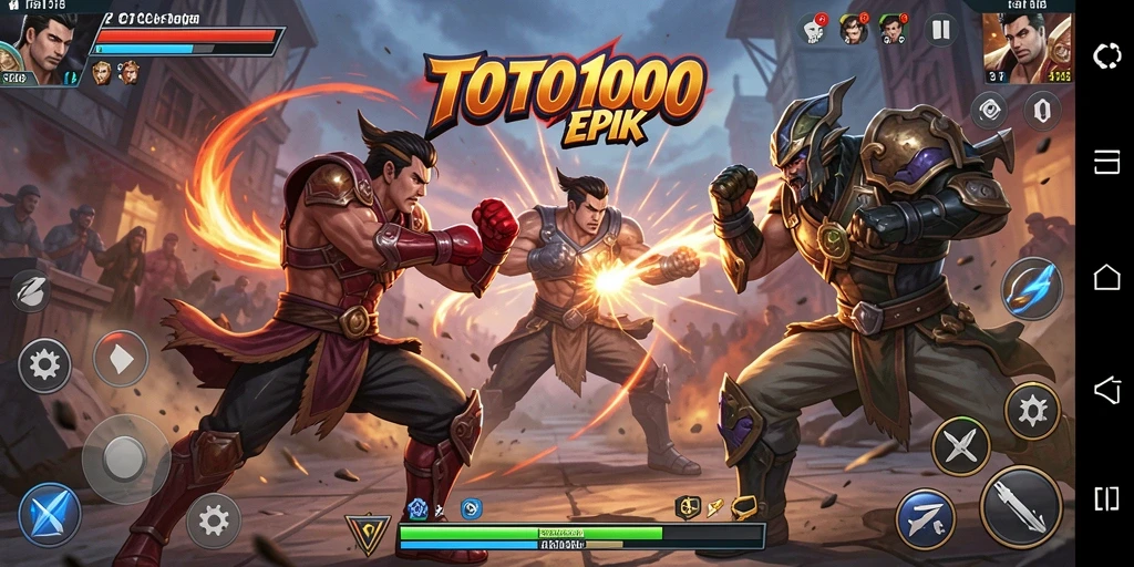 Tampilan gameplay mendebarkan dari TOTO1000 dengan aksi pertarungan yang intens.